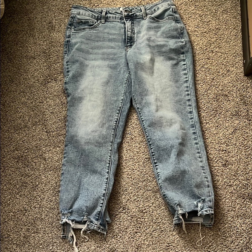 Time and Tru Blue Cropped Jeans with Adjustable Ankle Cords